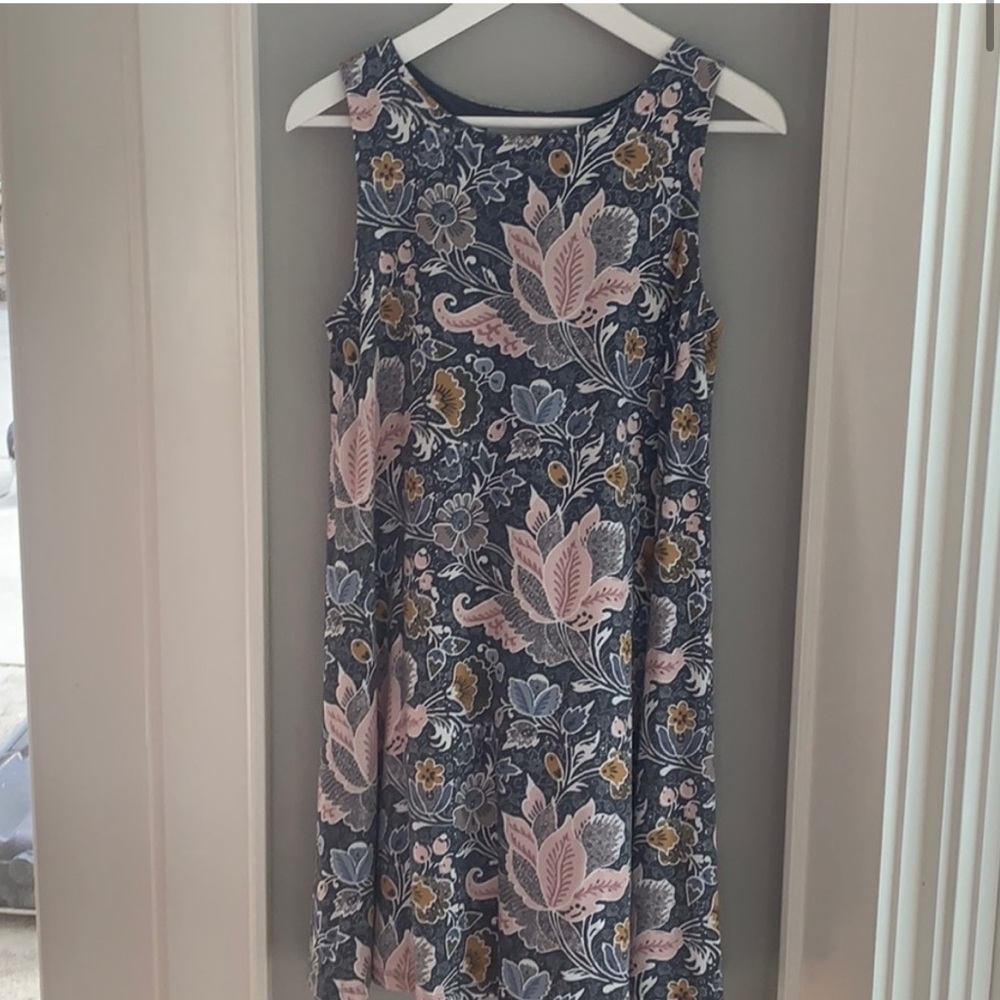 Loft Gray Blossom Sleeveless Swing Dress XXSP
